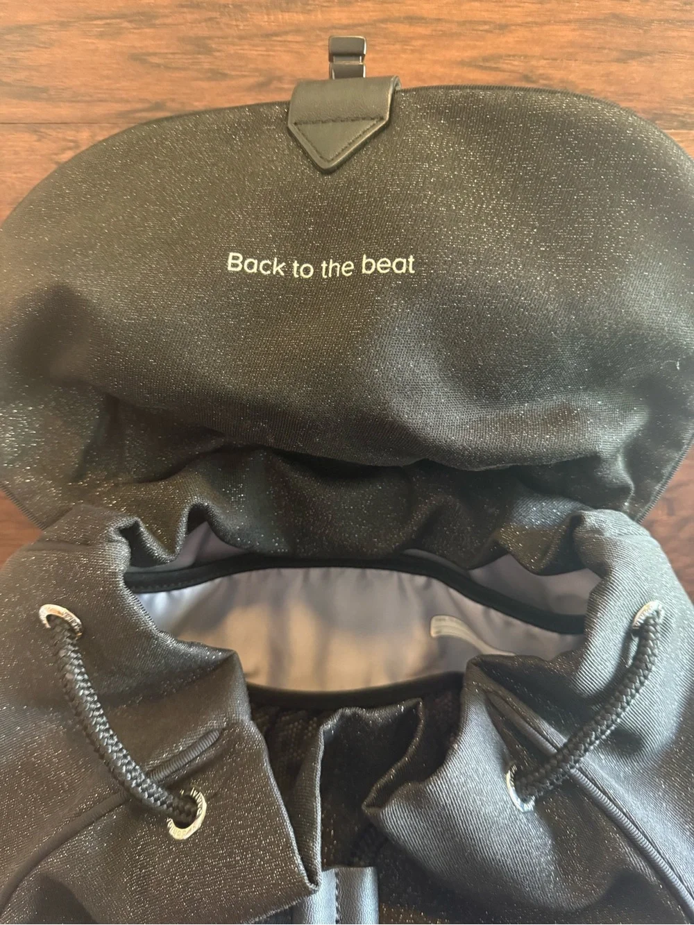 InVivva by Lululemon Black Sparkle Drawstring Backpack with Buckle Closure
